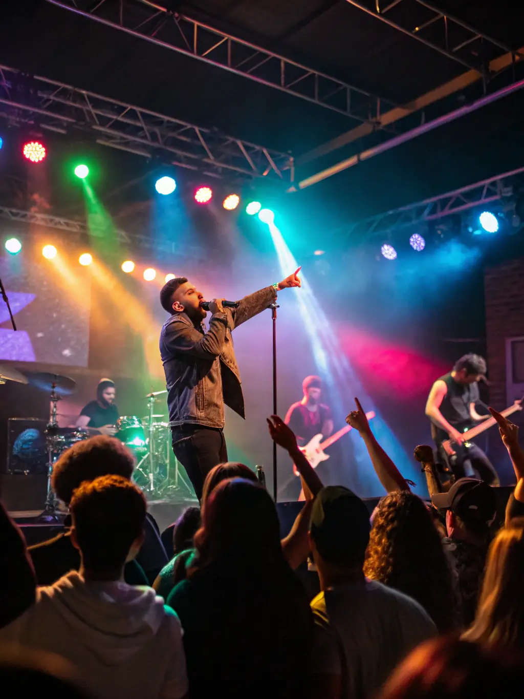 A dynamic photo of a live music event organized by DATAK, capturing the energy and excitement of a performance featuring local talent.